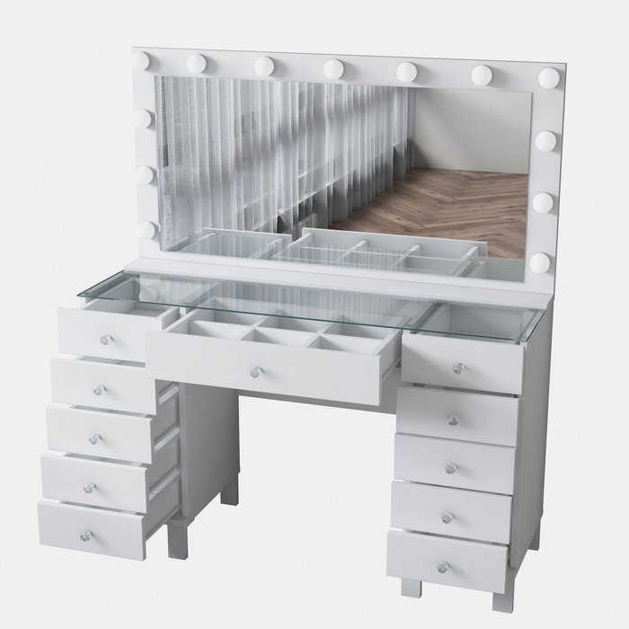 Hanah Home Mesa de Maquillaje BJ137 - 3847 Blanca con 13 Focos Hanah Home Mesa de Maquillaje BJ137 - 3847 Blanca con 13 Focos